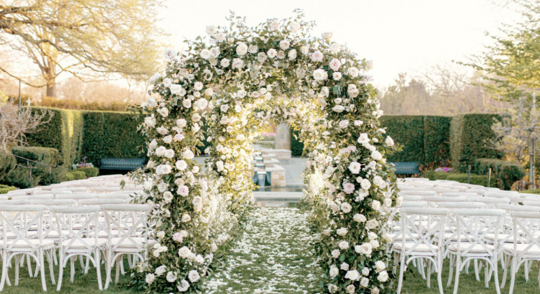Prepare to Swoon Over This Lush Arboretum Wedding Featuring a Flower-Arched Aisle